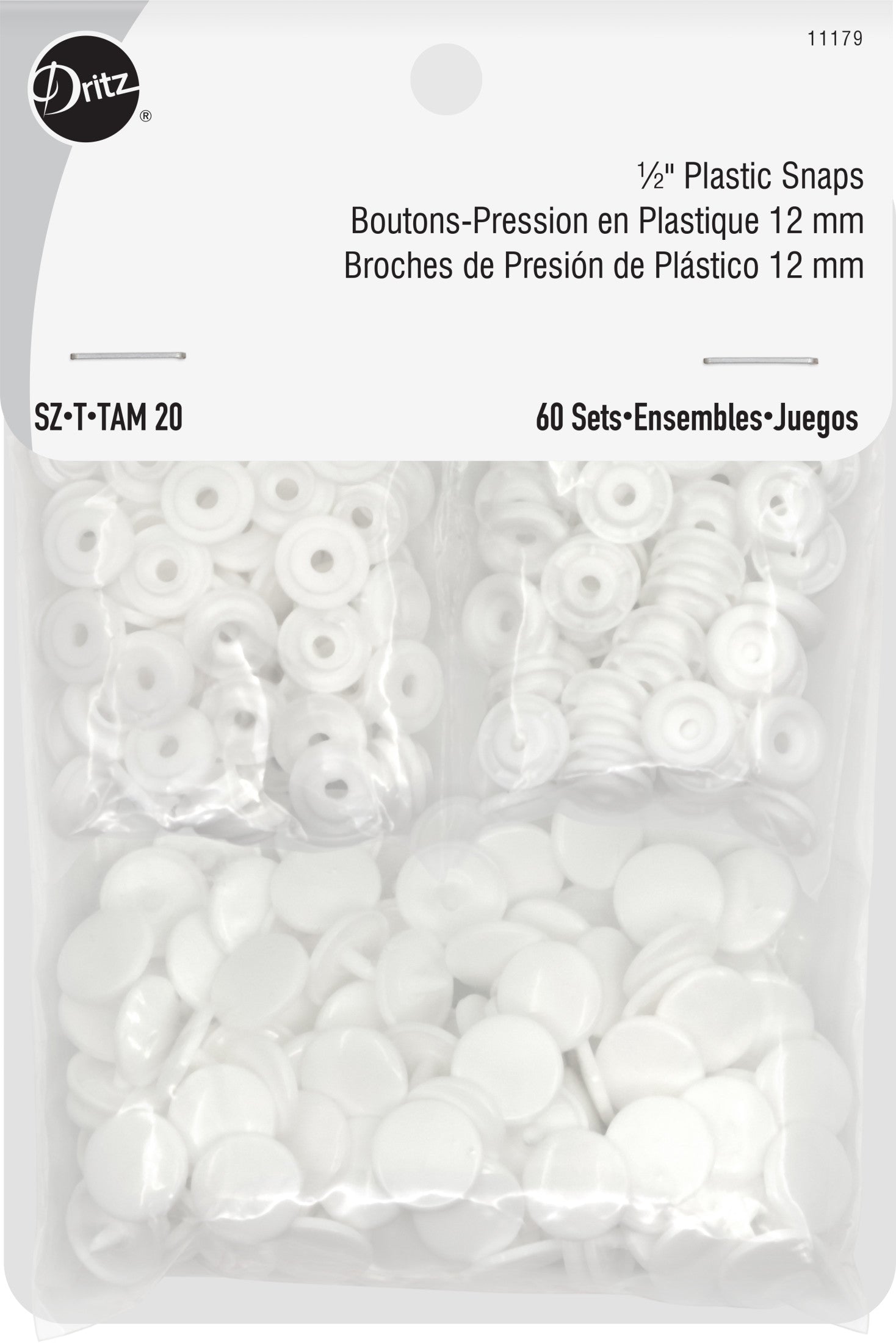 Dritz Fasteners & Closures boutons pression plastique blanc 12mm x60