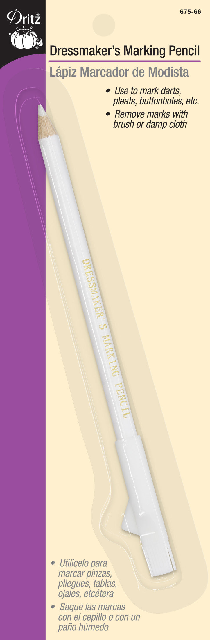 Dritz Marking Crayon couture assorti blanc bleu rose brosse