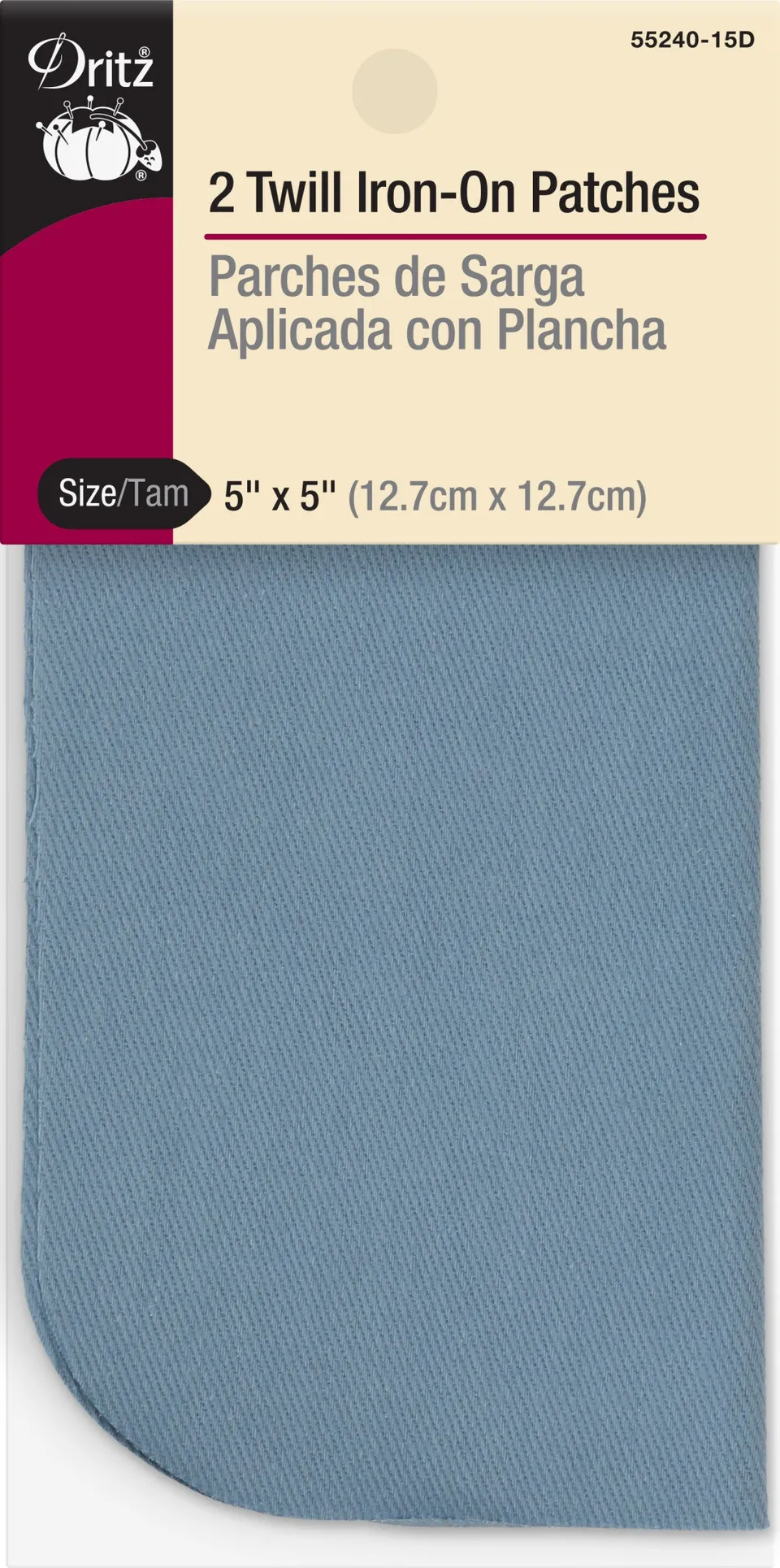 Dritz Adhesives Pièce Thermocollante Sergé Bleu Clair 5"x5" 2pc