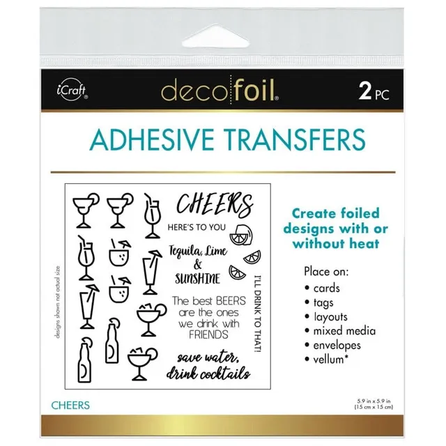 HeatnBond Deco Foil Cheers transfert adhésif foil 2 feuilles