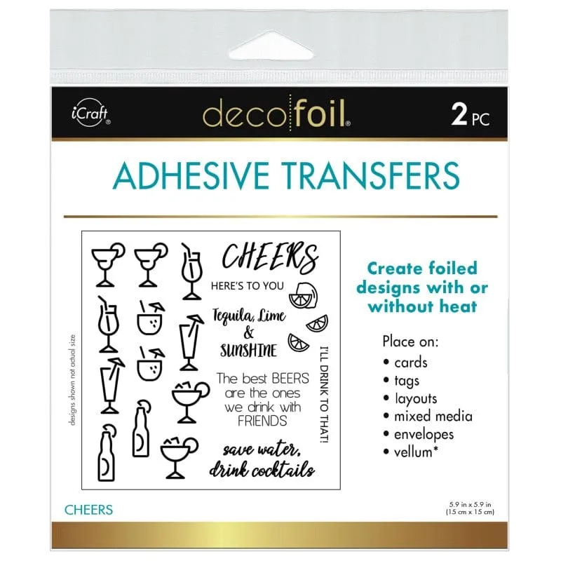HeatnBond Deco Foil Cheers transfert adhésif foil 2 feuilles