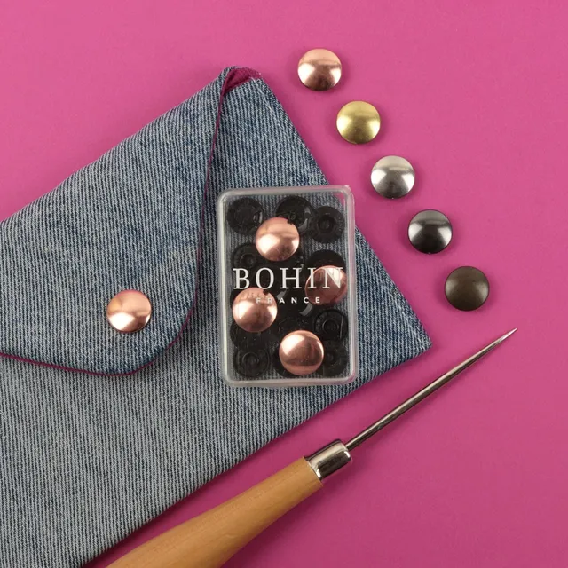 Bohin pressions magiques métal 14 mm rose gold boîte 4