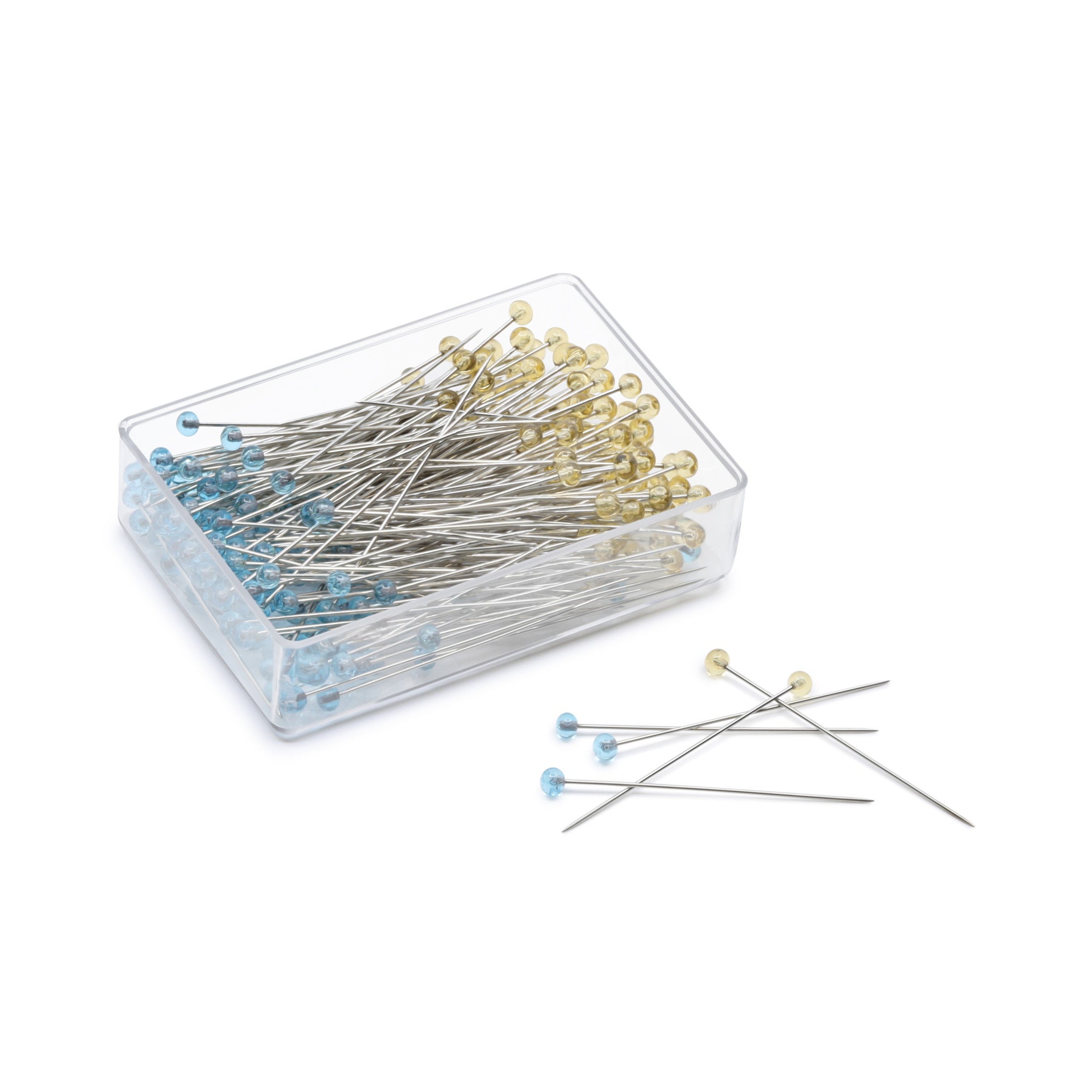 Dritz Crystal épingles tête verre bleu jaune 100 pc