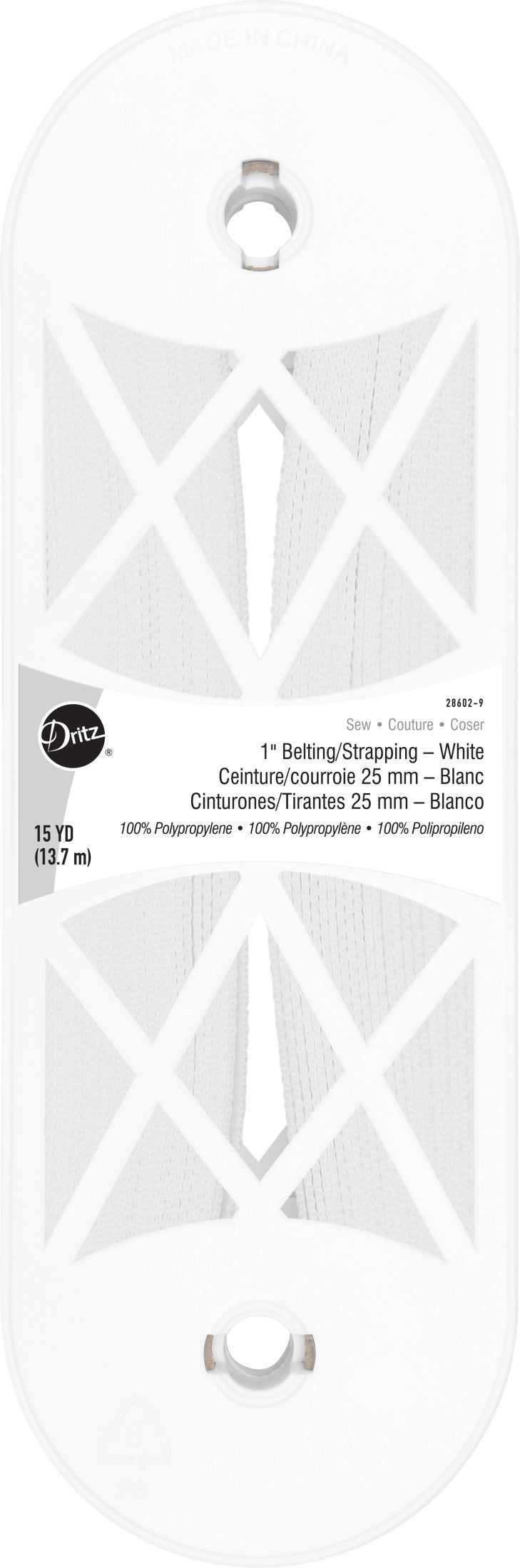 Dritz Belting & Strapping sangle polypro 1" blanc 15 yd résistante