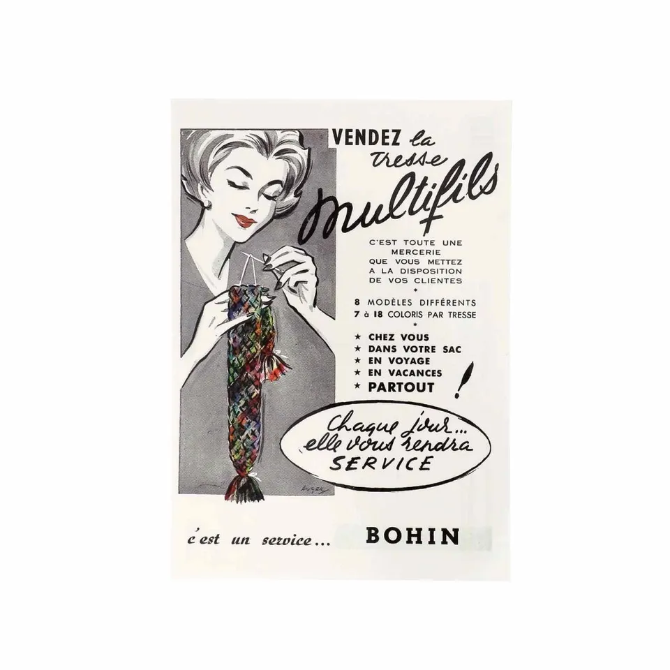 Bohin Cartes cadeaux Publicité tresse multifils carte postale vintage