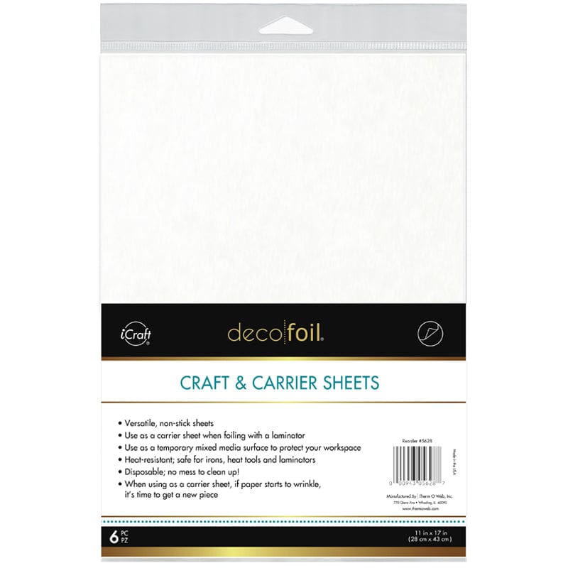 Deco Foil Craft & Carrier Sheets Feuilles Protection 6 Feuilles