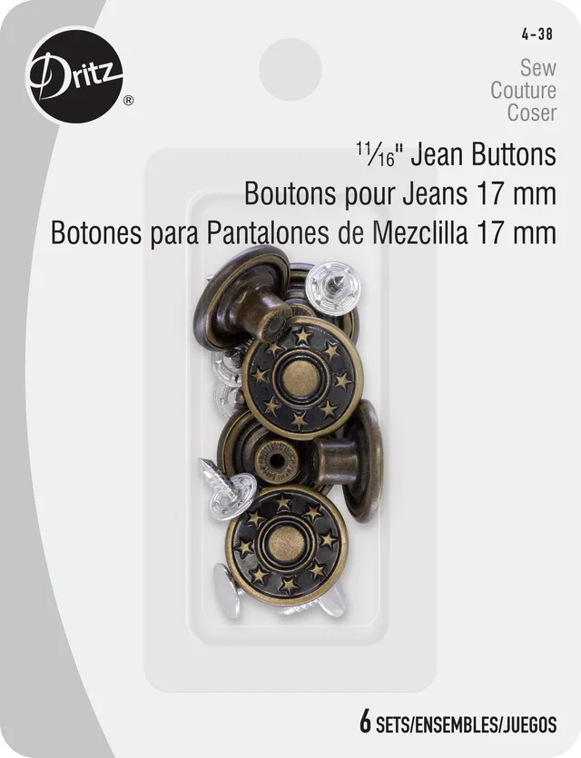 Dritz Jean Buttons bouton jean laiton antique x6 sans couture
