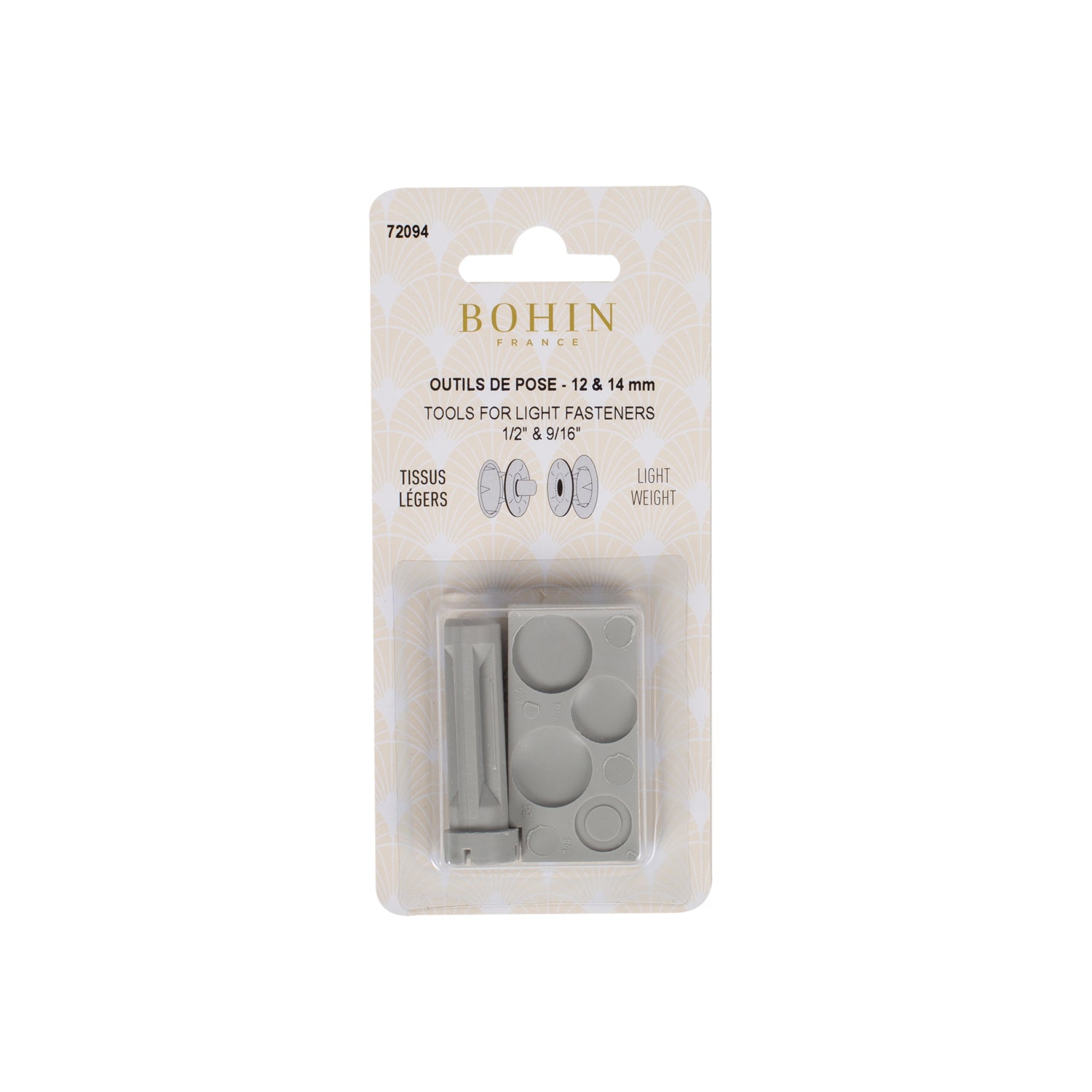 Bohin outil de pose pressions sans couture tissu léger 10-14 mm