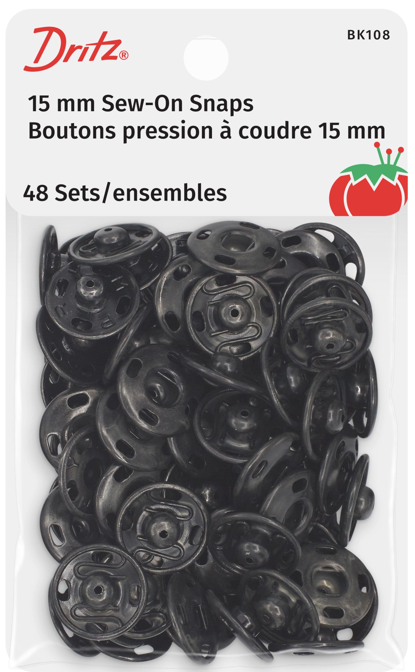 Dritz Fasteners boutons pression à coudre noirs 16 mm 48 pcs