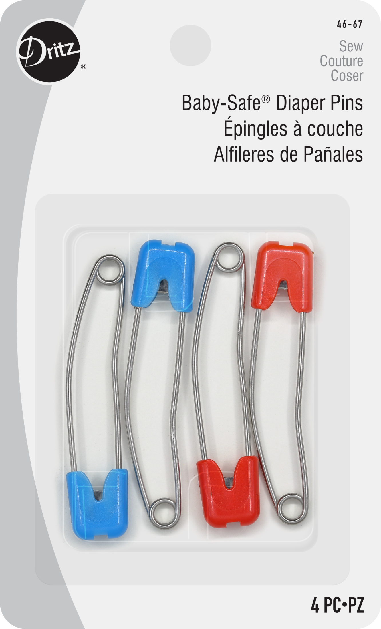 Dritz 46-67 épingles nourrice couleurs assorties x4 inox