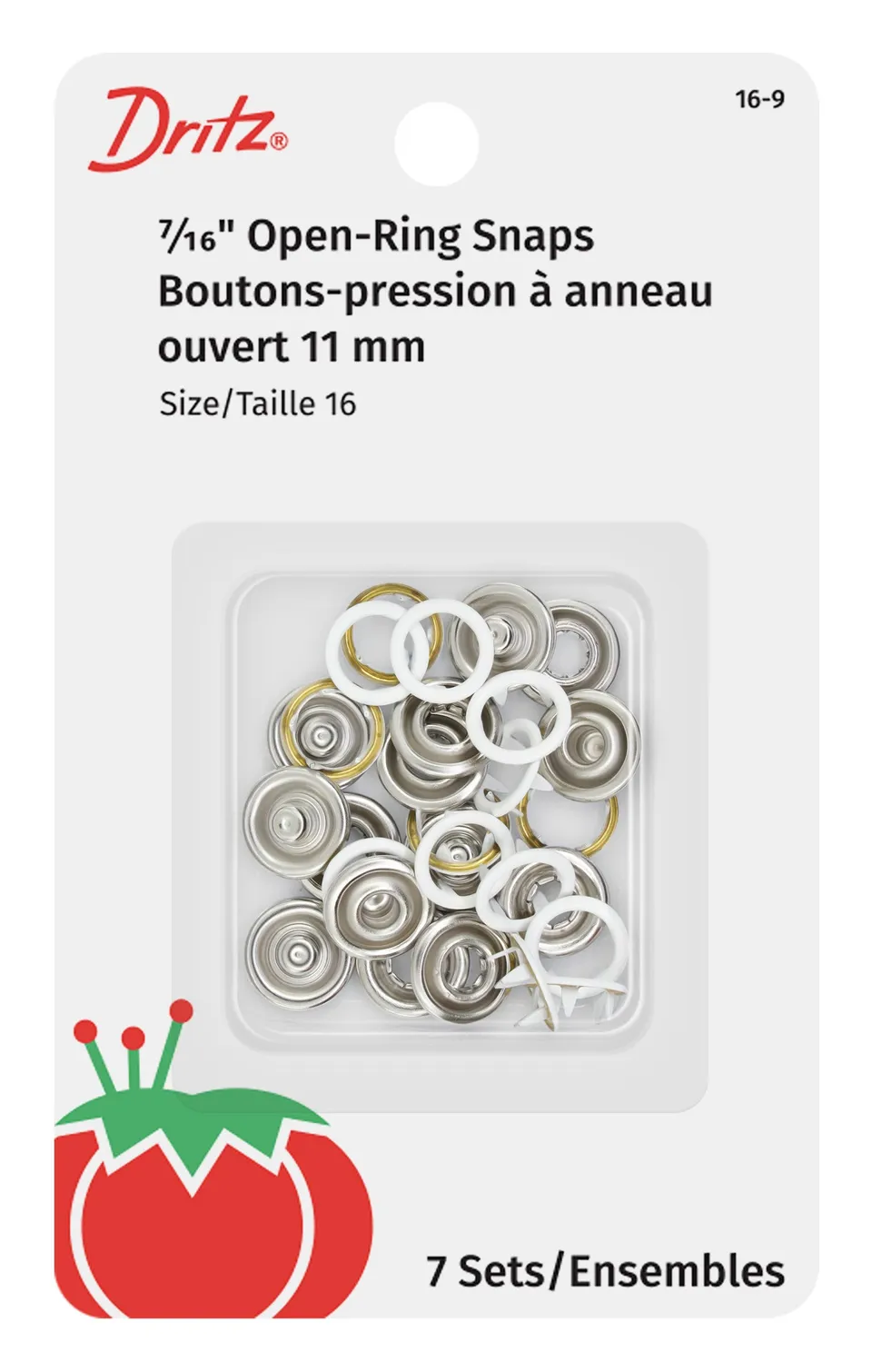 Dritz boutons pression 11 mm blancs 7 jeux