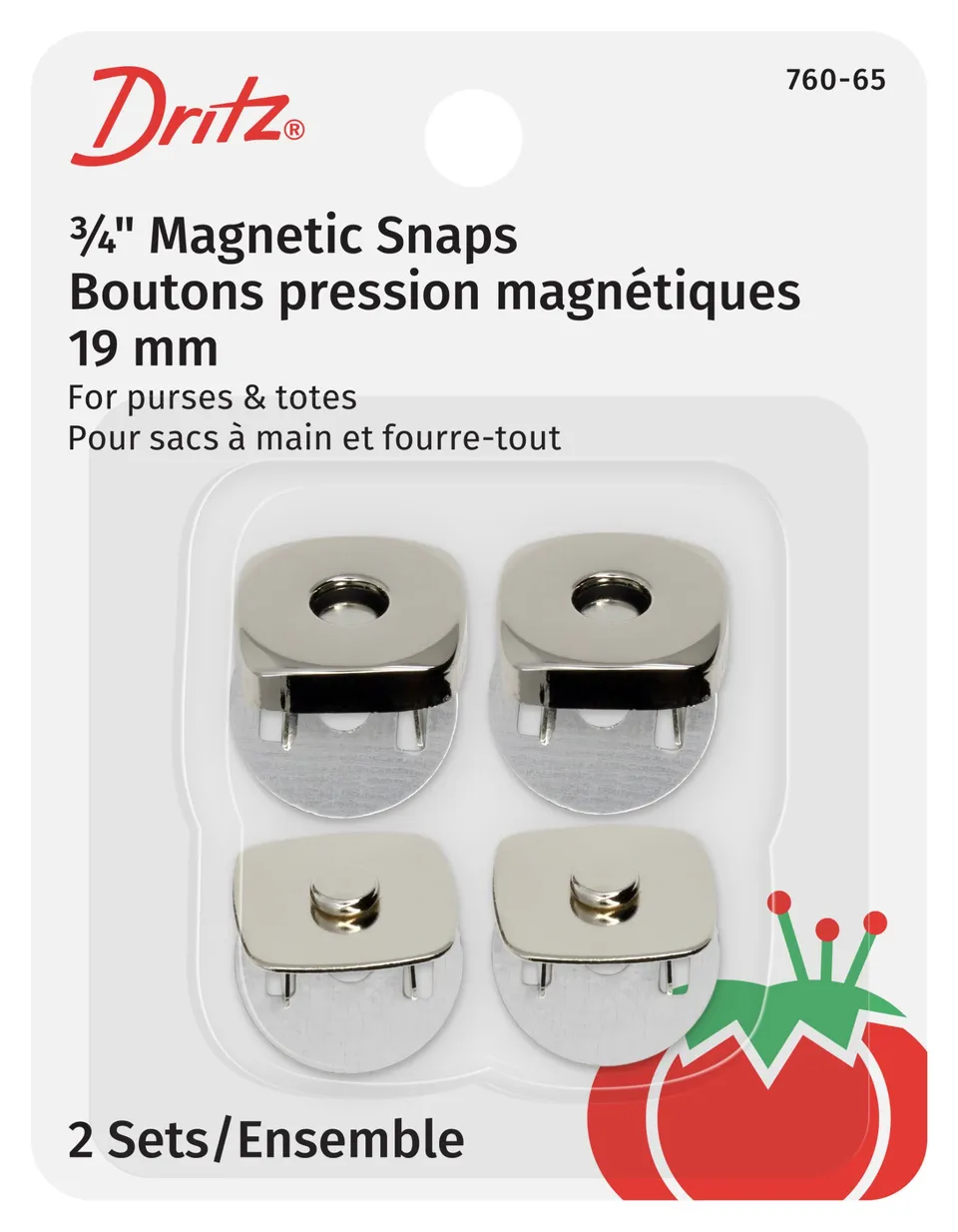 Dritz Snaps fermoir magnétique carré 19 mm nickel x2