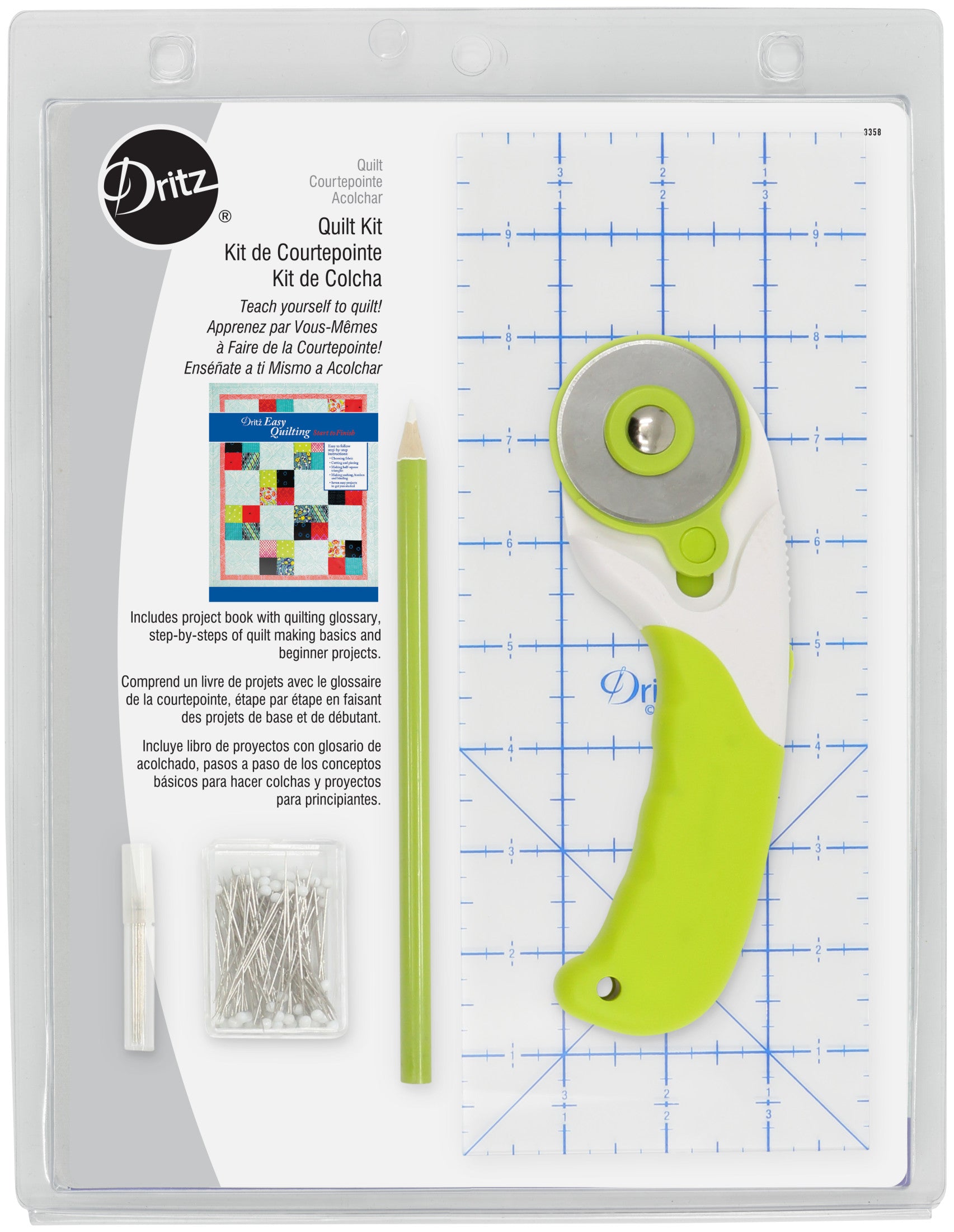 Dritz Quilting 3358 kit patchwork débutant cutter 45 mm