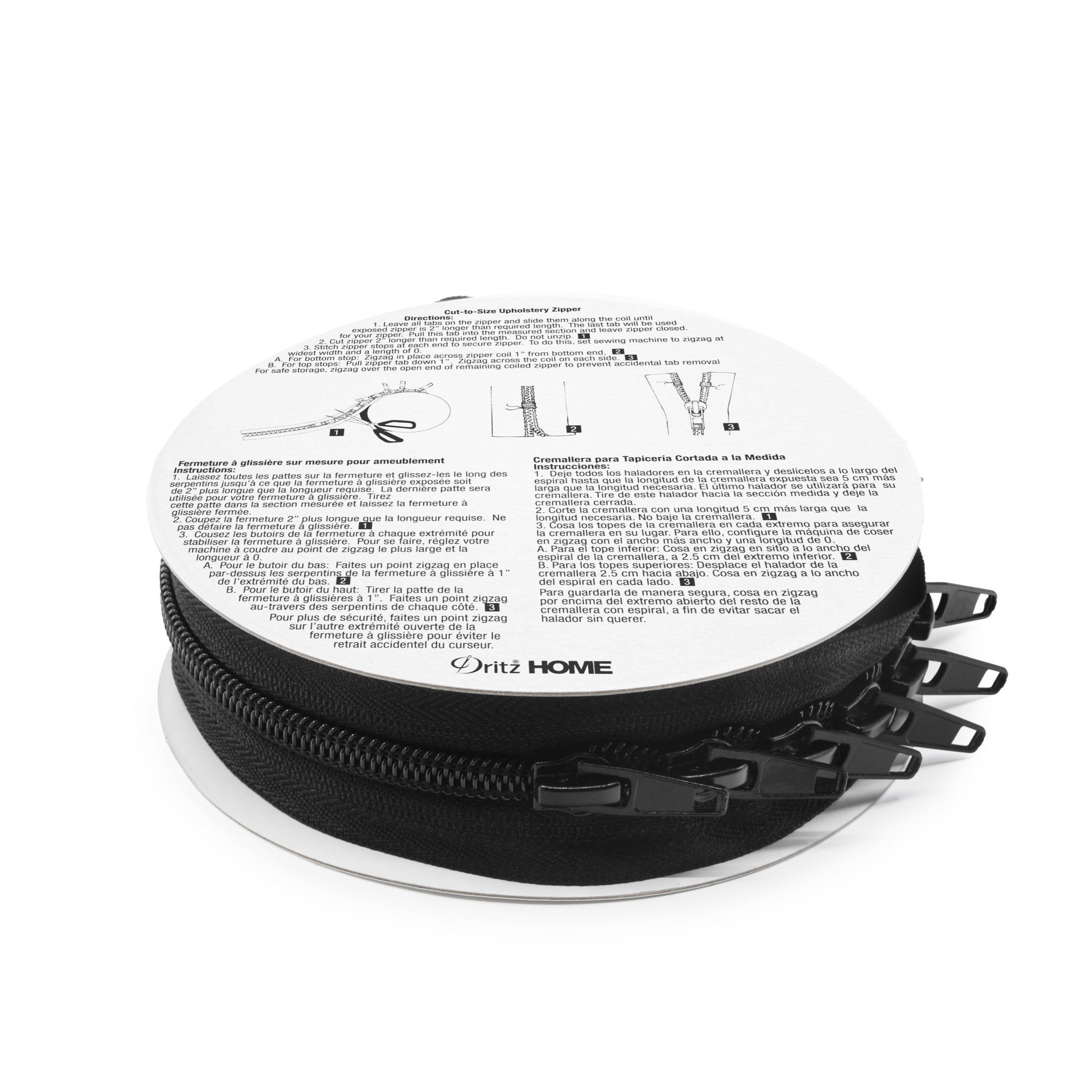 Dritz Fasteners Fermeture Mètre 3-1/4 yd Noir coussin