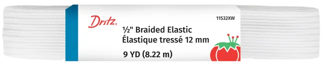 Dritz Elastique tressé 12 mm blanc couture taille