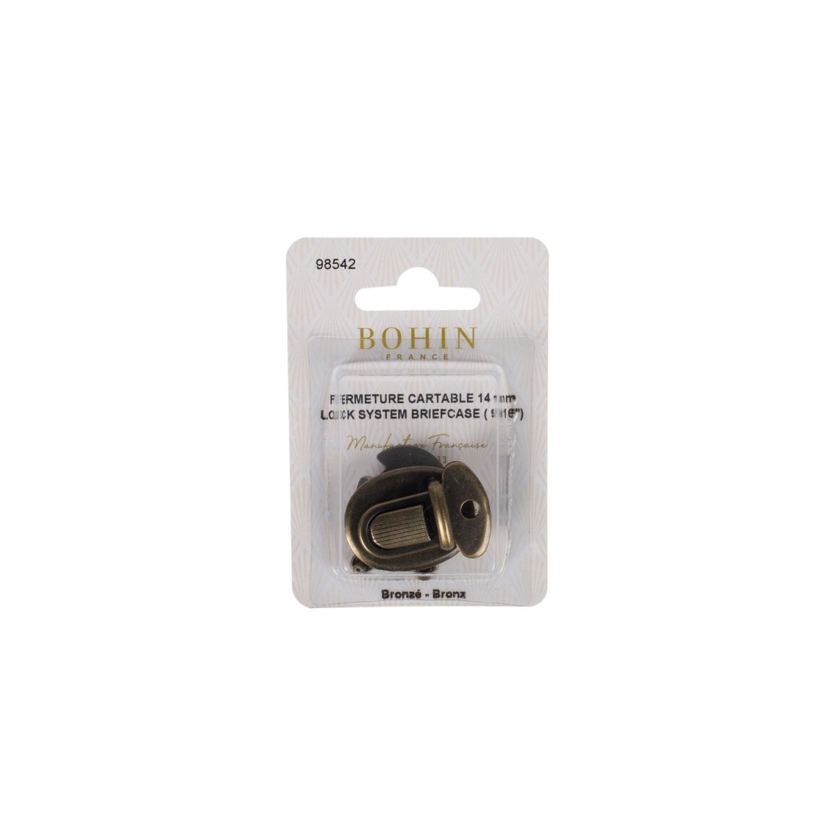 Bohin petit fermoir cartable métal argent 14 mm