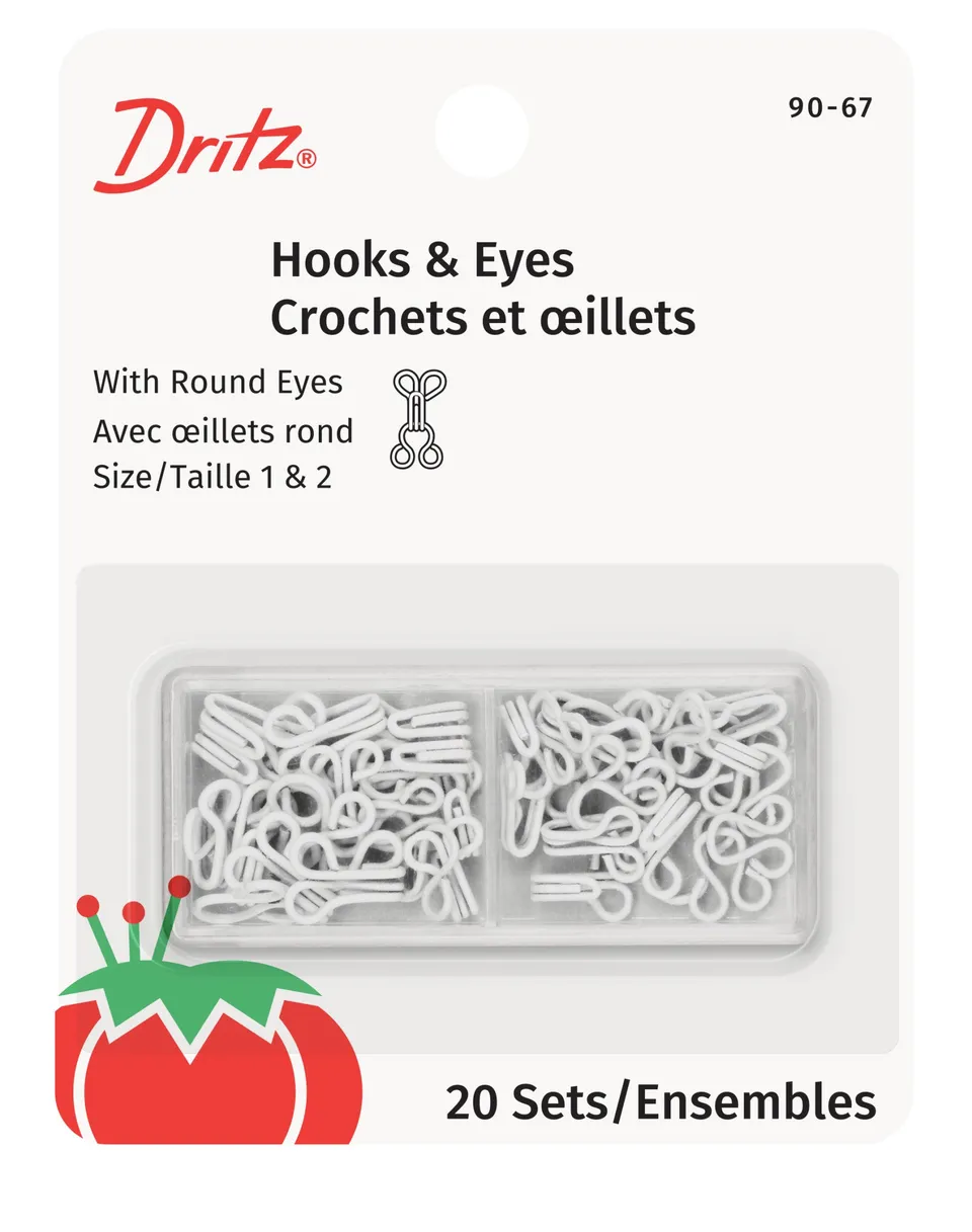 Dritz 90-67 agrafes crochets blancs 20 pc sans nickel