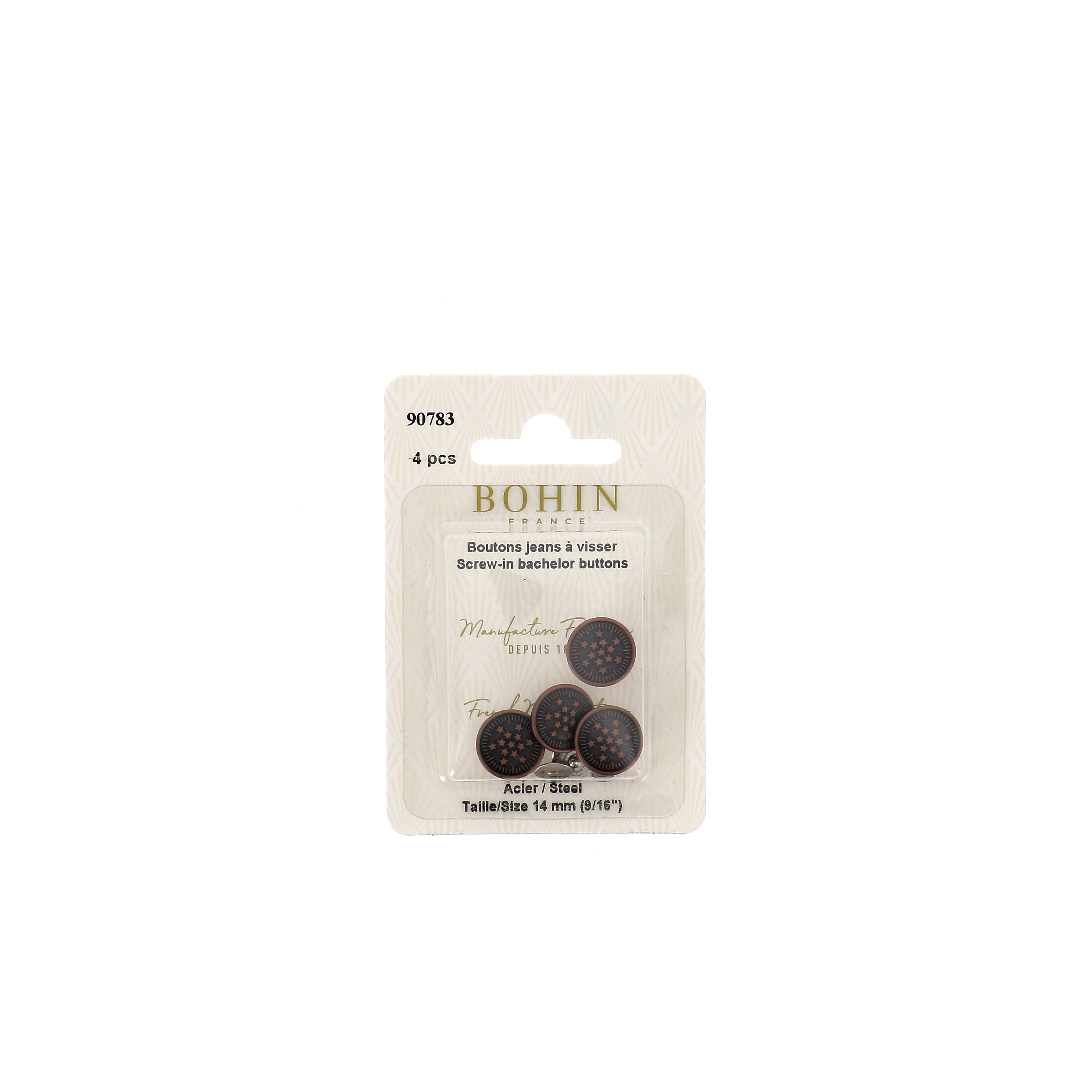 Bohin bouton jean à visser denim bronze 14 mm