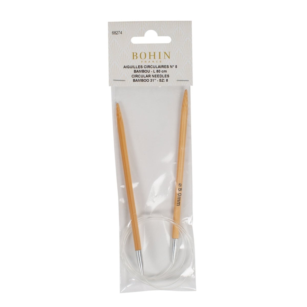 Bohin aiguilles circulaires bambou 80 cm n°5