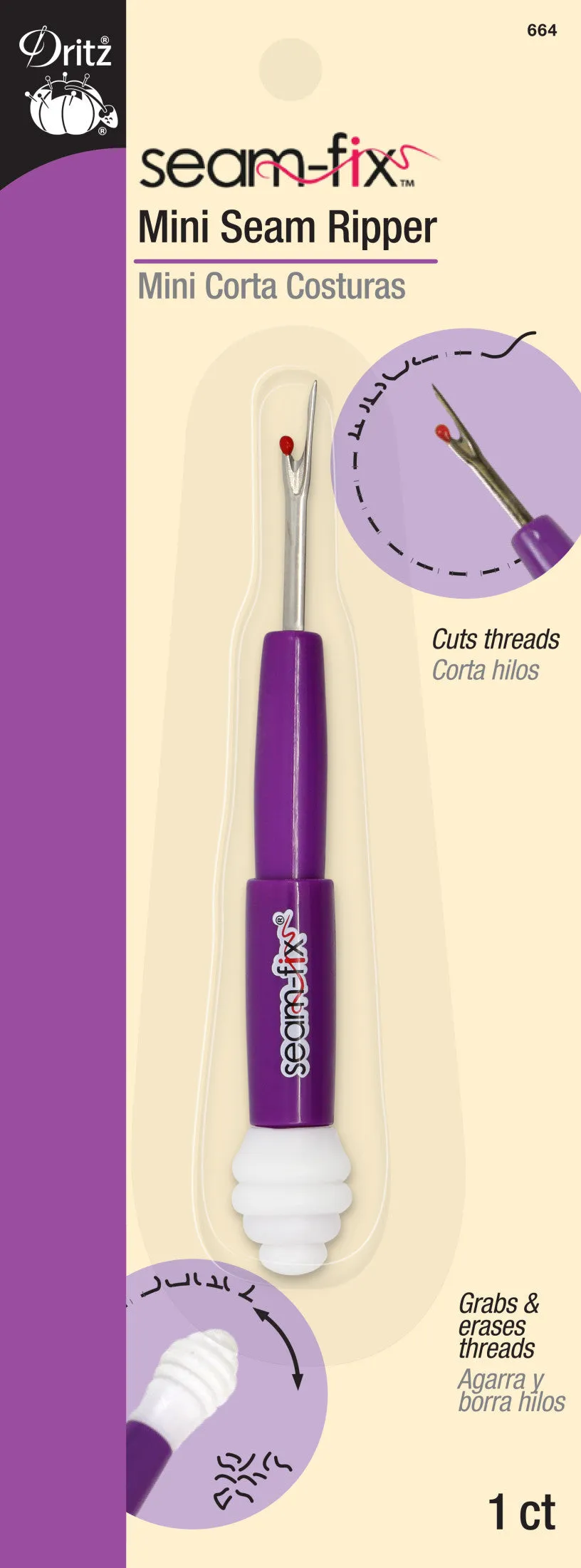 Dritz Seam-Fix 664 découd-vite mini à embout gomme