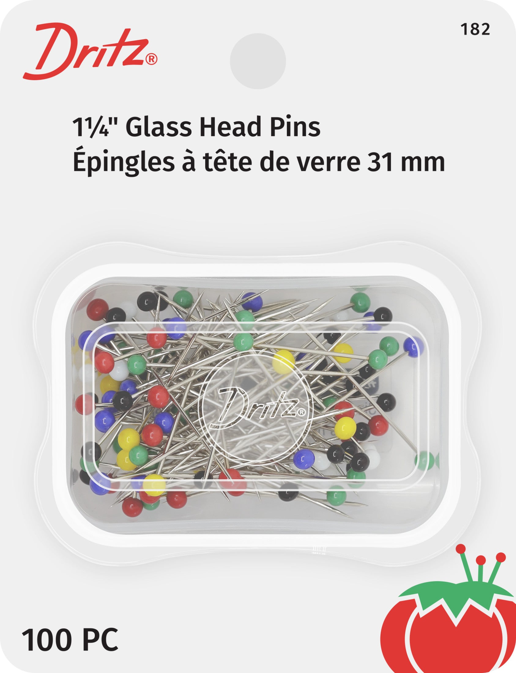 Dritz Glass Head Épingles tête verre 32 mm x100 tissu fin