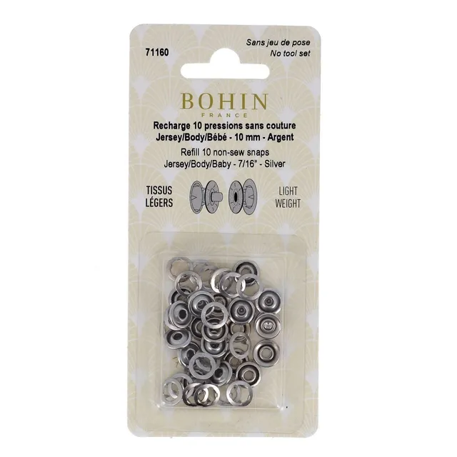 Bohin Boutons et pressions Pressions sans couture enfant 10/12 mm