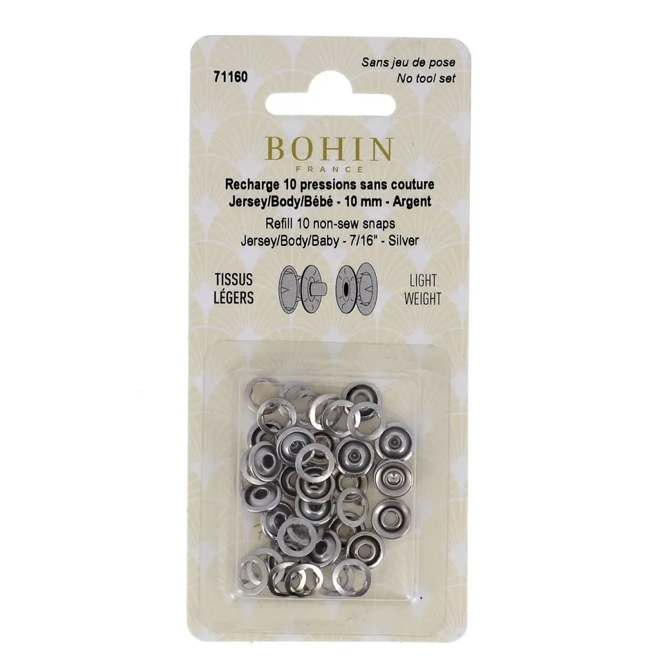 Bohin Boutons et pressions Pressions sans couture enfant 10/12 mm
