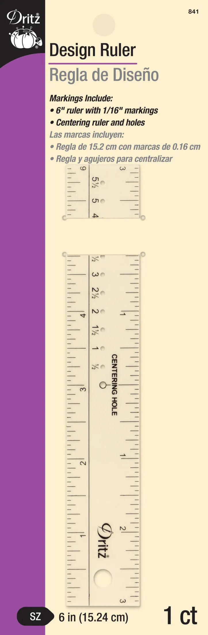 Dritz 841 Règle couture transparente 15 cm marquage