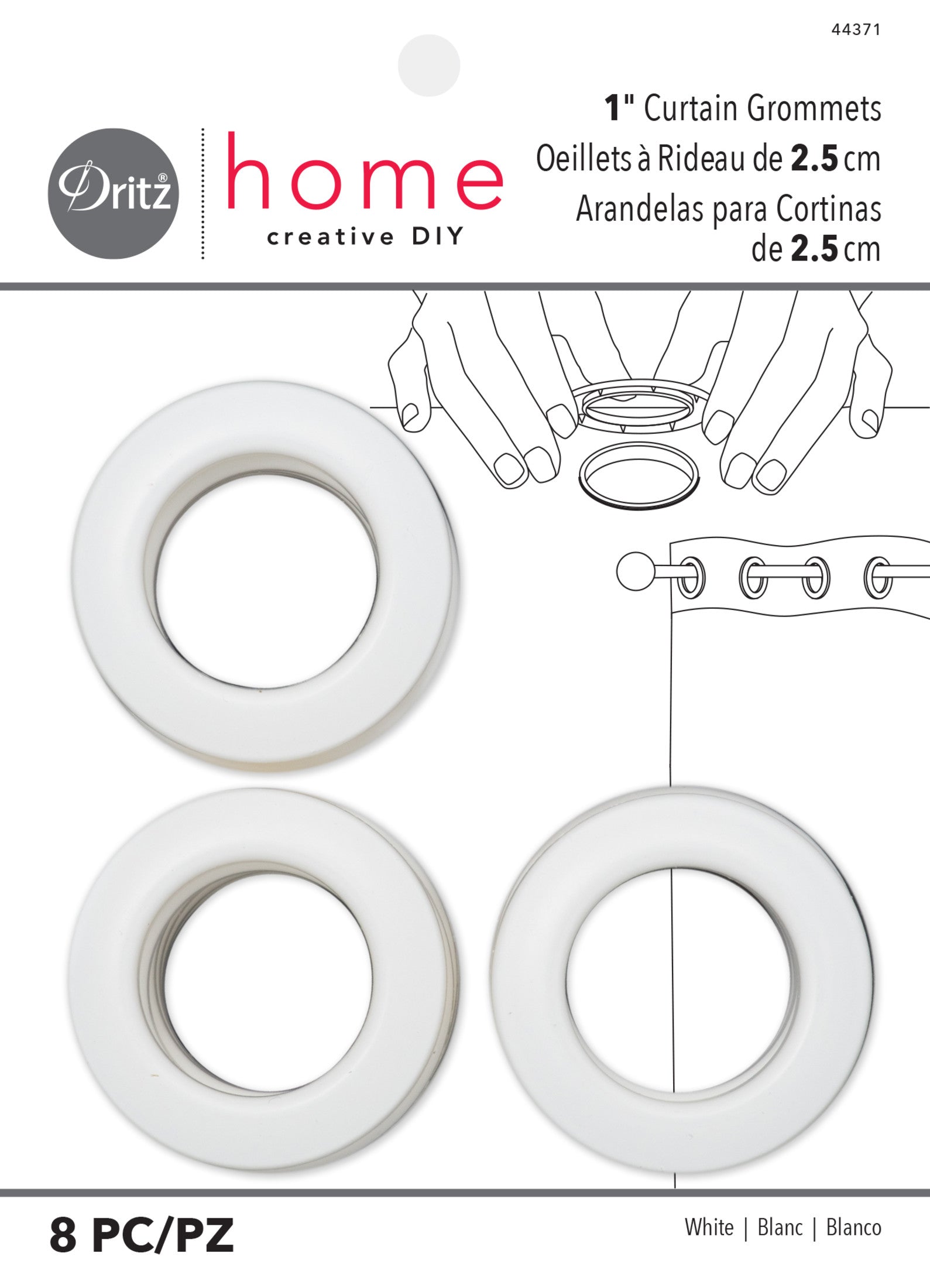 Dritz Fasteners œillets rideaux 25 mm 8 jeux nickel