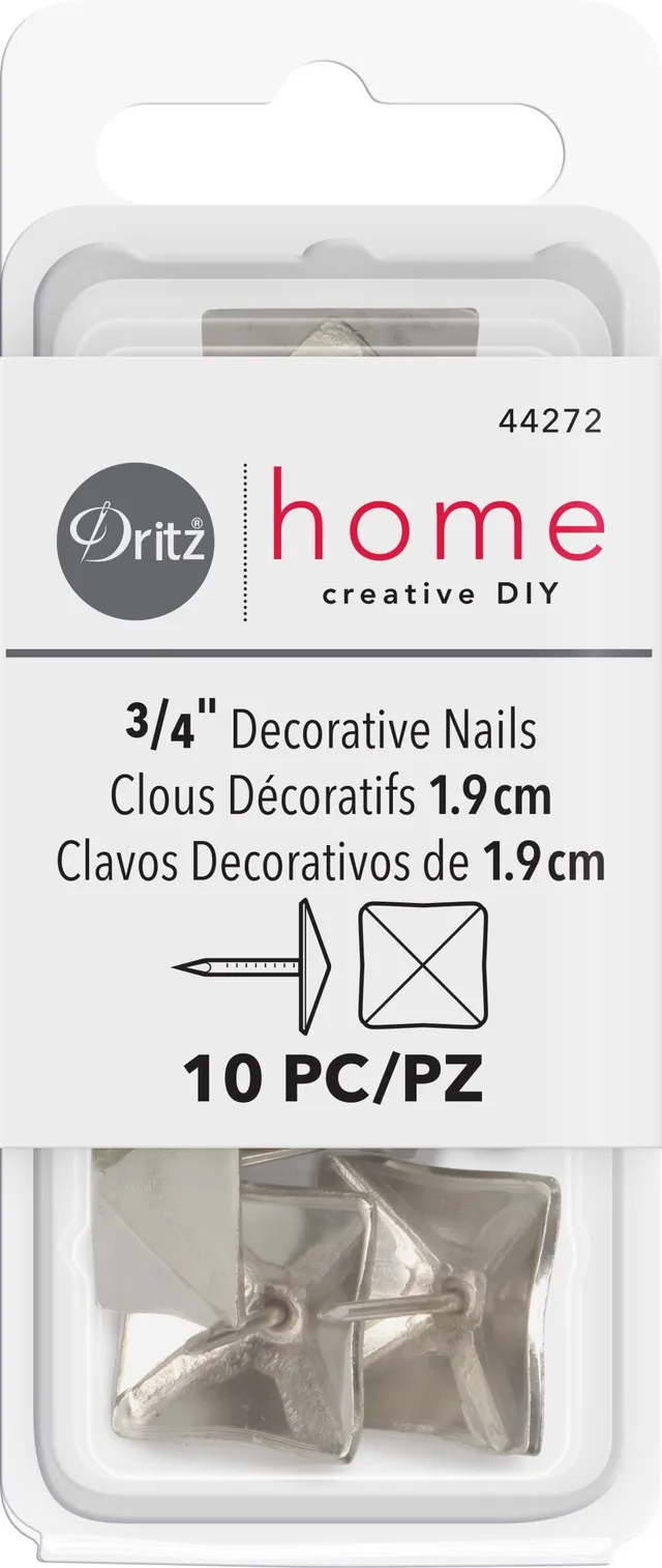 Dritz 44272 clous décoratifs carrés 19mm nickel x10