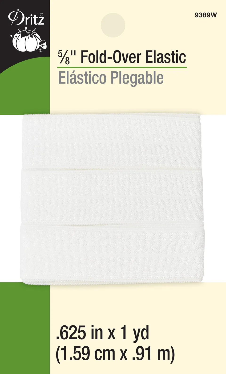 Dritz Fold-Over Élastique Biais Blanc 16mm 1 Yard