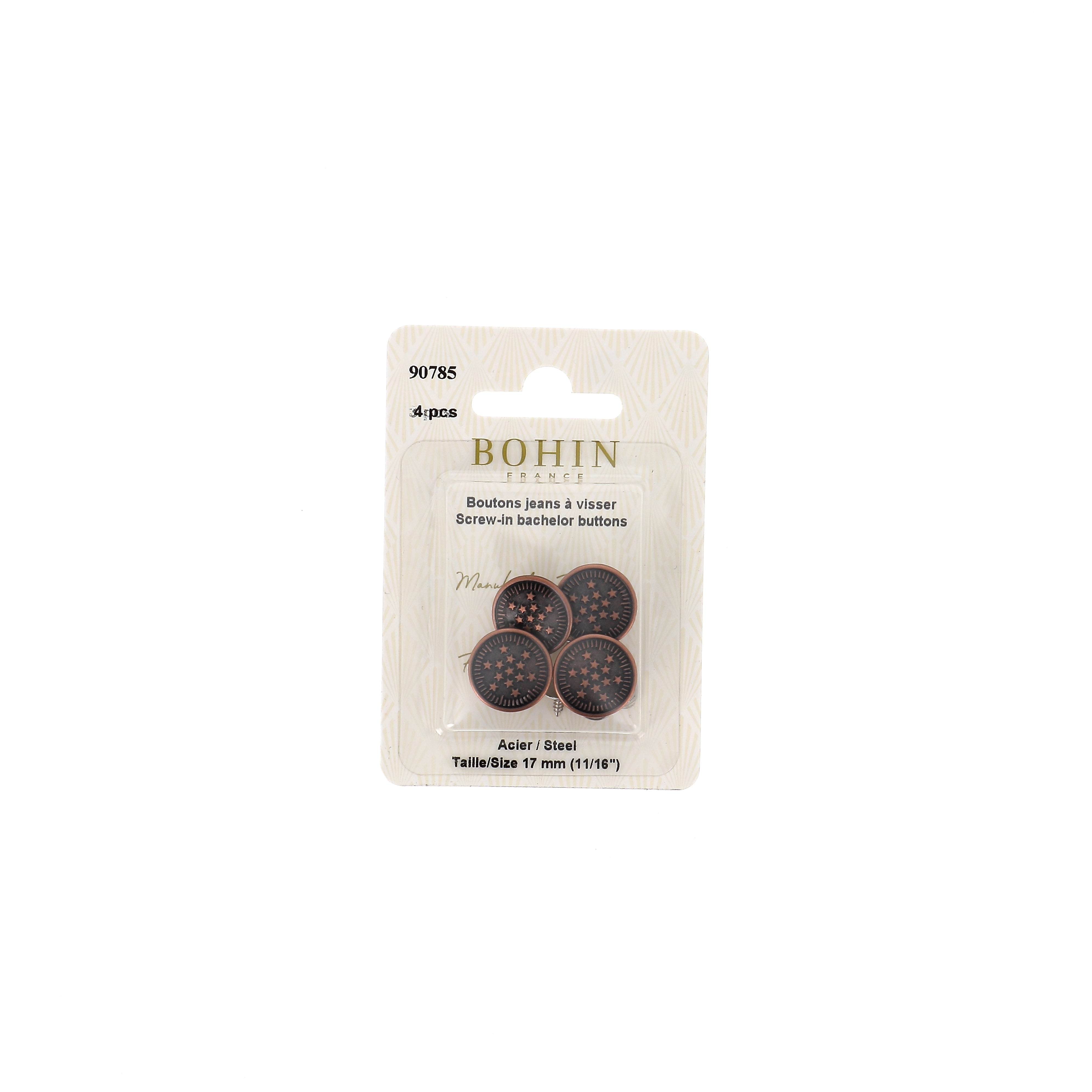 Bohin boutons jeans à visser métal argent 17 mm