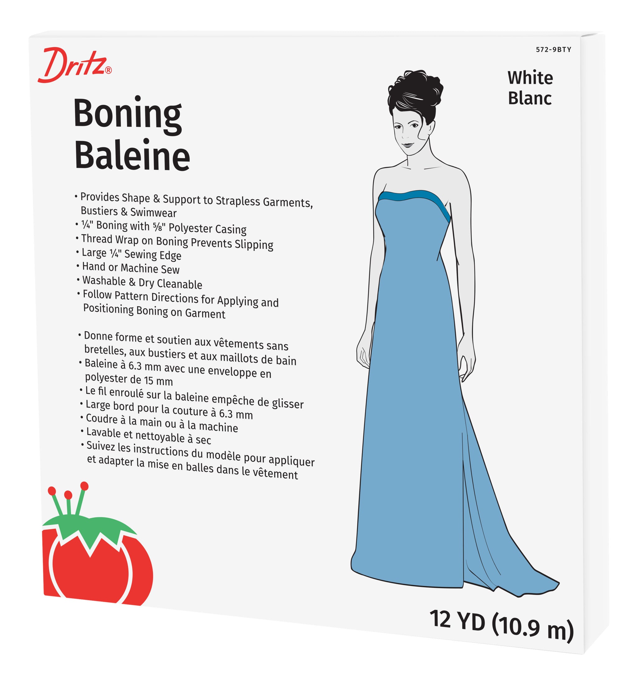 Dritz Elastics Baleine 1/4 housse polyester blanc 12 yards