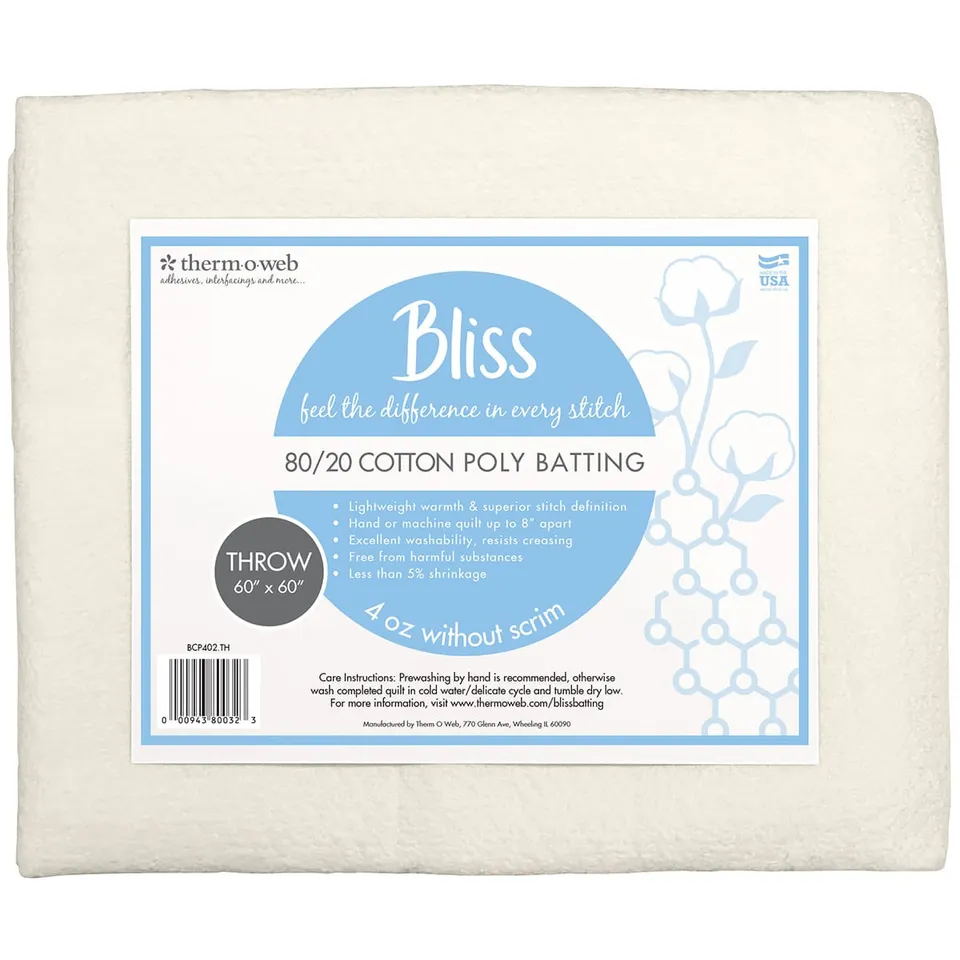 Bliss Battings molleton coton 80/20 Throw 152x152 cm