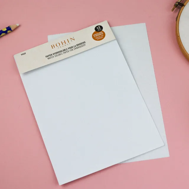 Bohin Broderie Papier Hydrosoluble A5 x2 Autocollant