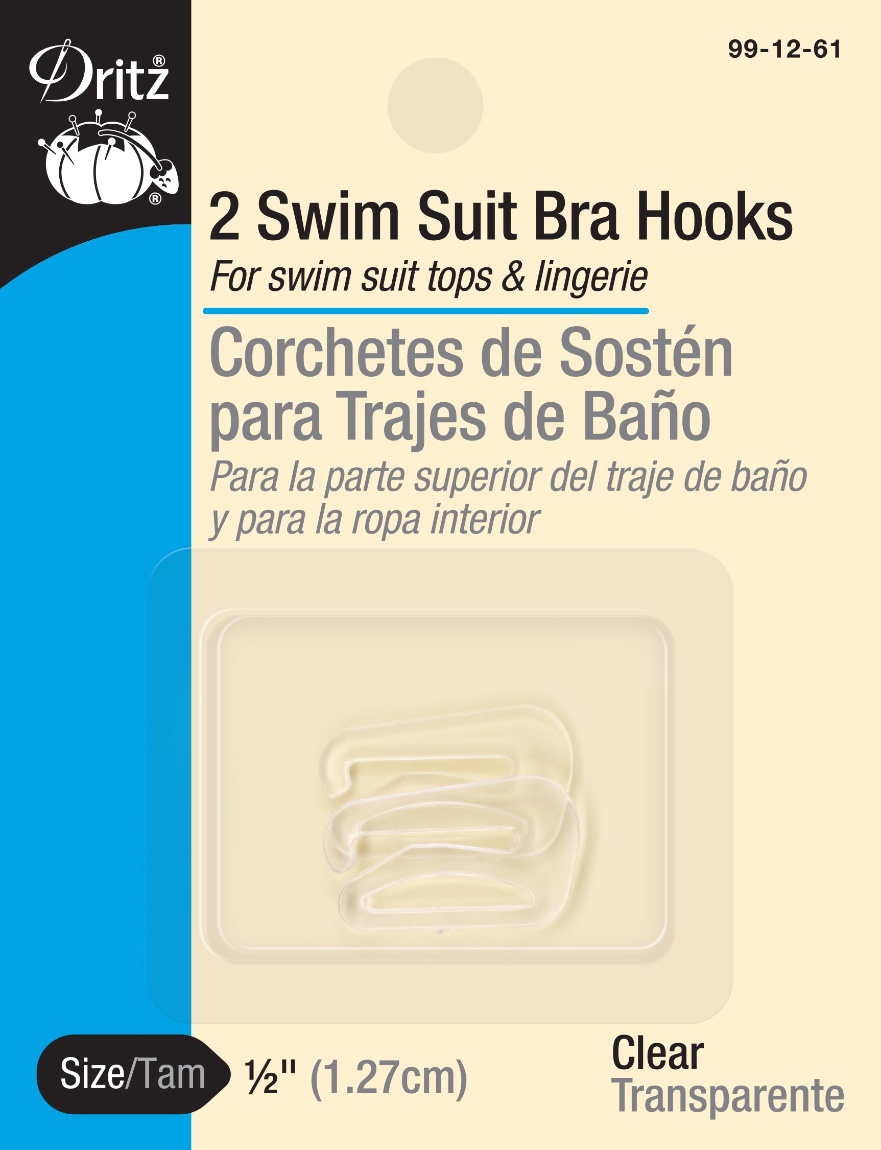 Dritz Fasteners Closures agrafe maillot 1/2" transparent x2 plastique