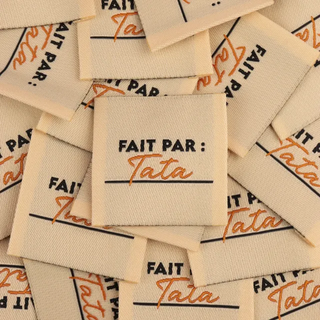 Bohin Étiquettes à coudre Fait par Tata 3,5 cm tissée