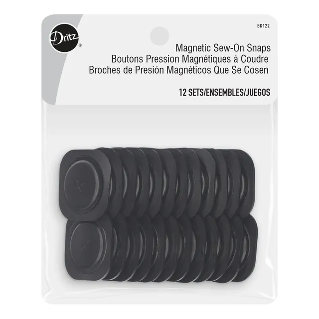 Dritz BK122 Boutons Pression Magnétiques Noirs 12 sets