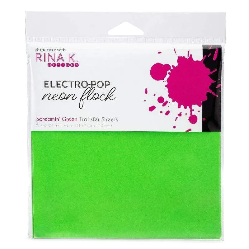 Rina K. Designs Neon Flock Screamin Green feuille velours 6 feuilles