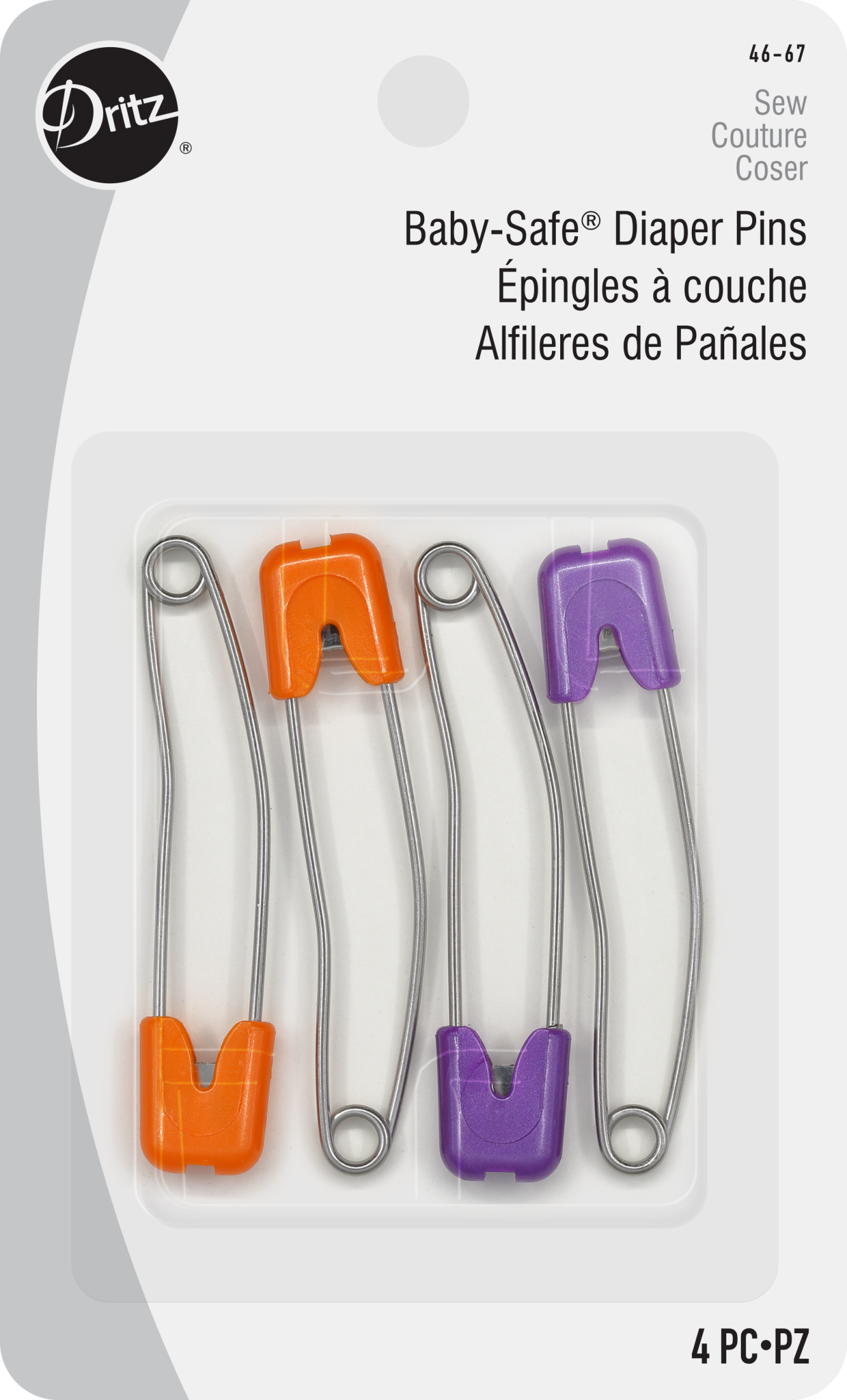 Dritz 46-67 épingles nourrice couleurs assorties x4 inox