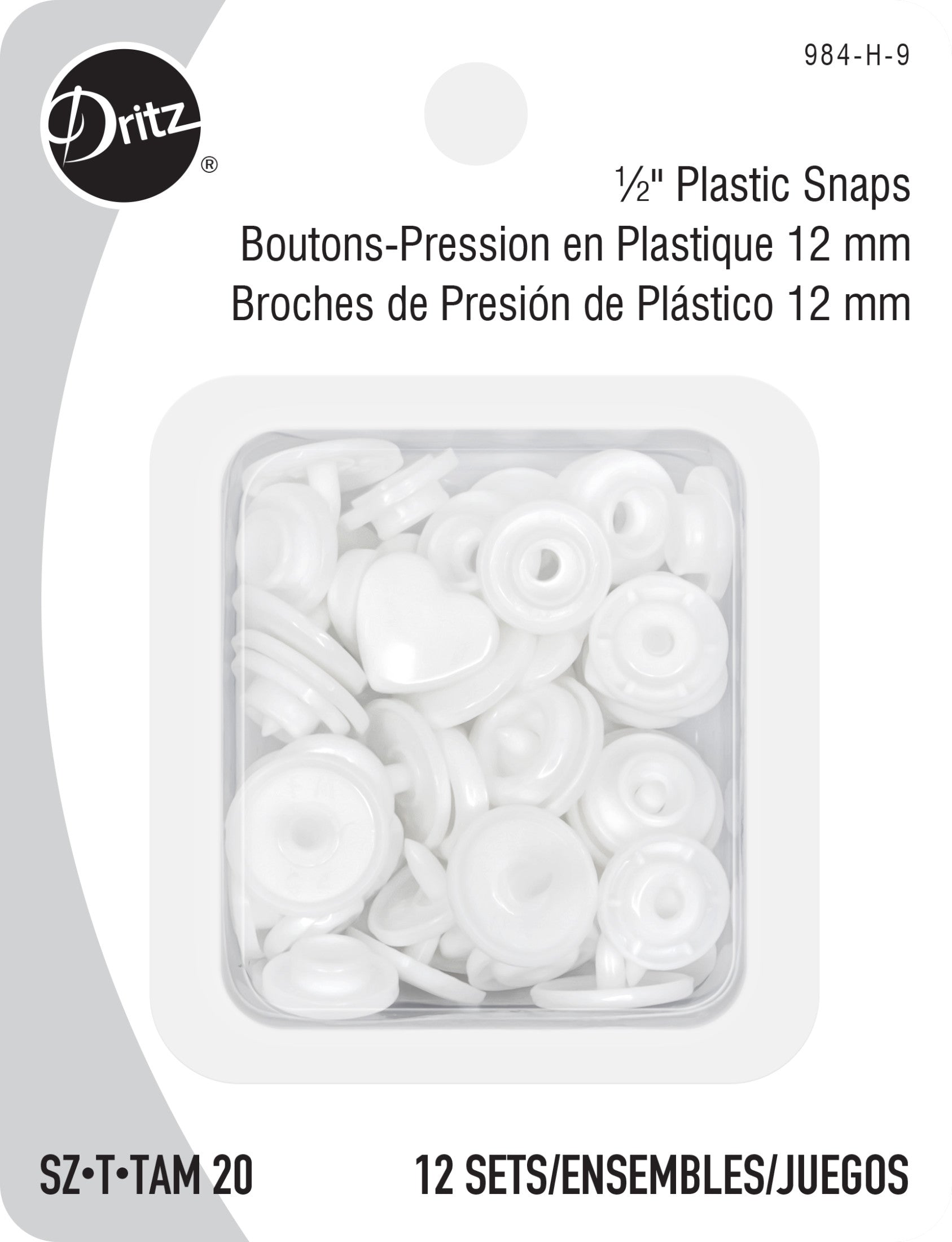 Dritz Boutons Pression Cœur Rouge Plastique 12 pcs