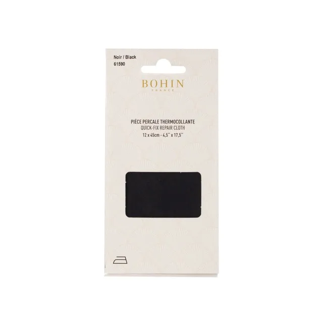 Bohin Renforts percale thermocollante 12x45 cm Noir
