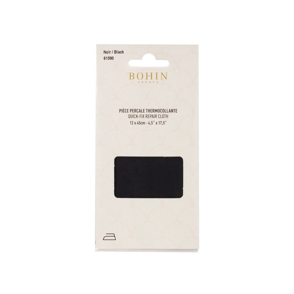 Bohin Renforts percale thermocollante 12x45 cm Noir