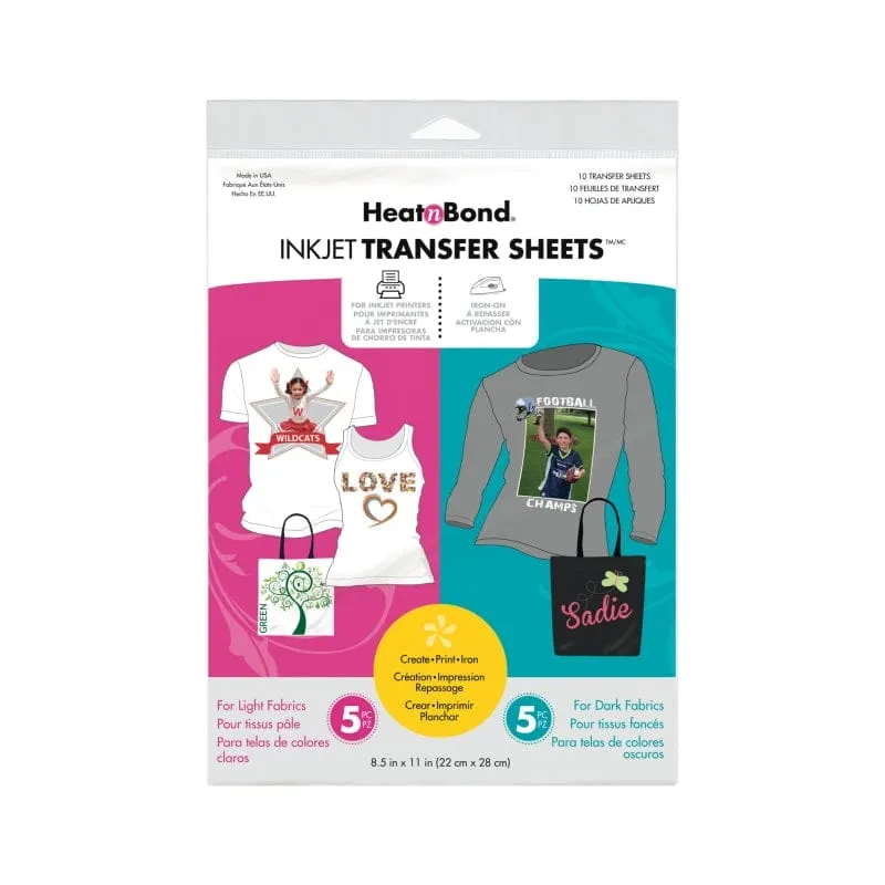 HeatnBond EZ Print papier transfert textile 10 feuilles clair et foncé