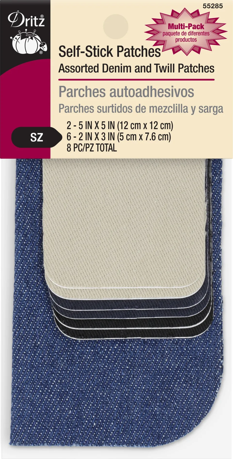 Dritz 55285 patchs autocollants jean assortis 8 pcs