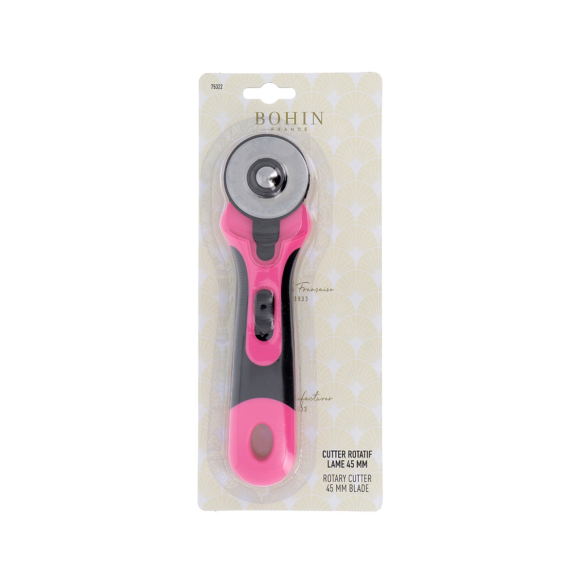 Bohin cutter rotatif 28 mm tissu patchwork ergonomique