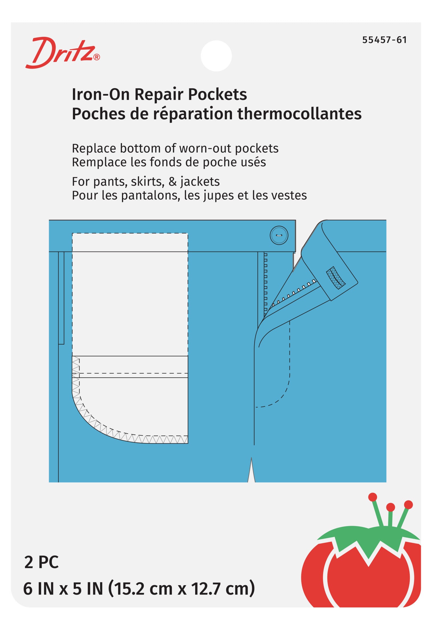 Dritz 55457-61 poches thermocollantes réparation coton 2 pièces