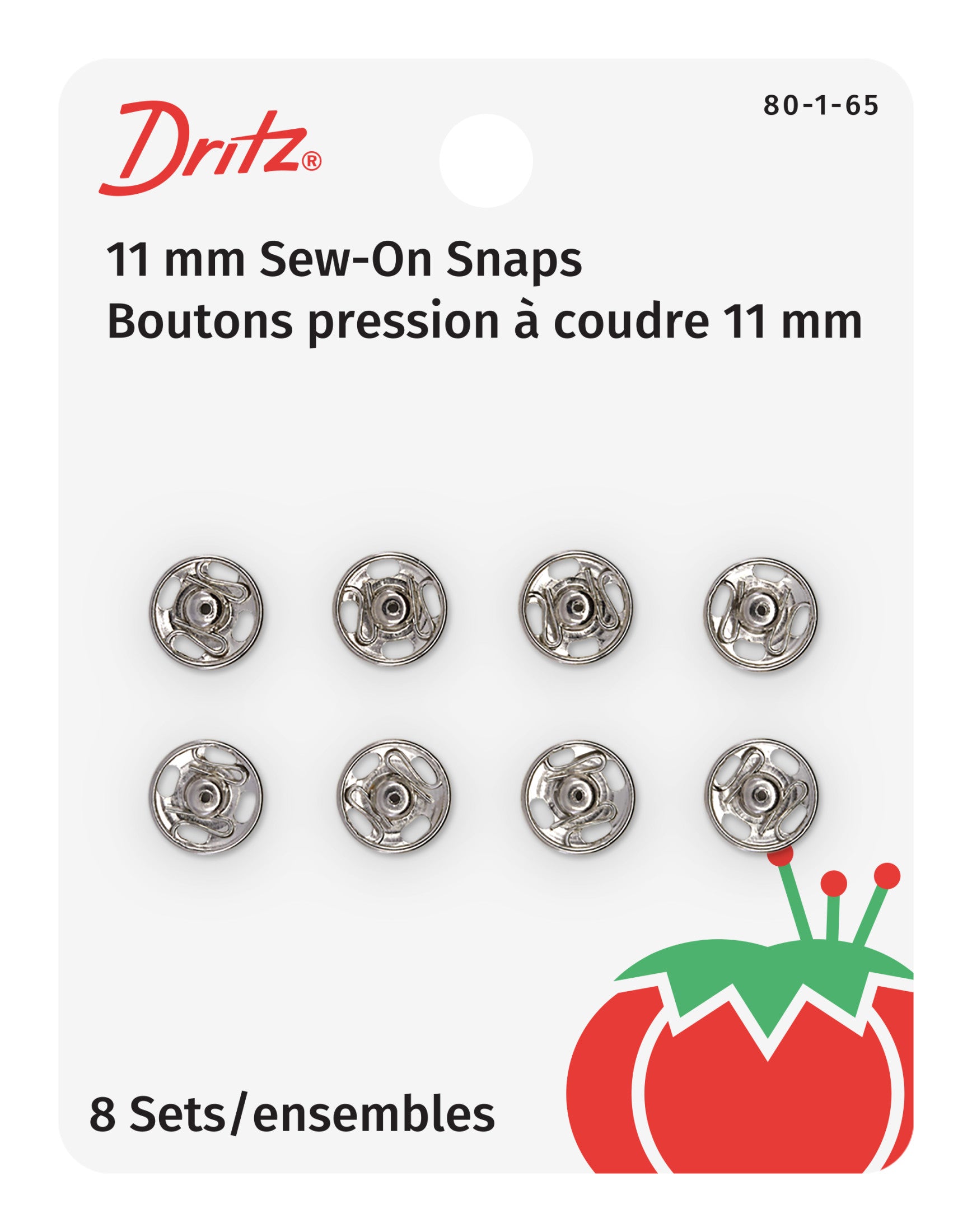 Dritz Fasteners Boutons Pression à Coudre Taille 1 Noir 8 pcs