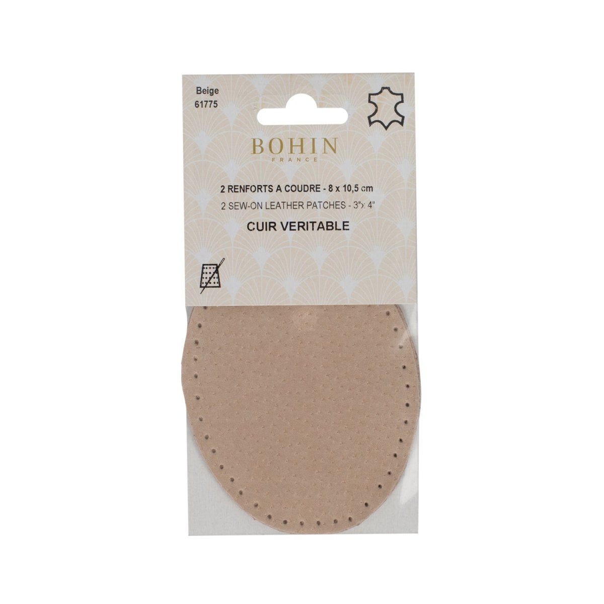 Bohin Renforts Coudes Genoux Cuir à Coudre Tabac Paire
