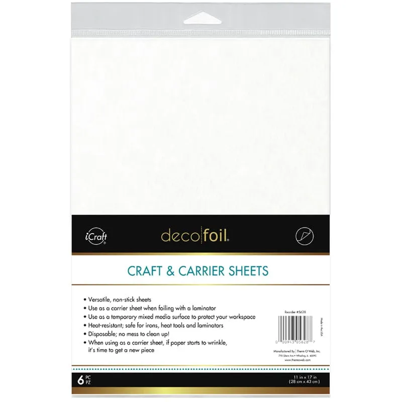 Deco Foil Craft & Carrier Sheets Feuilles Protection 6 Feuilles